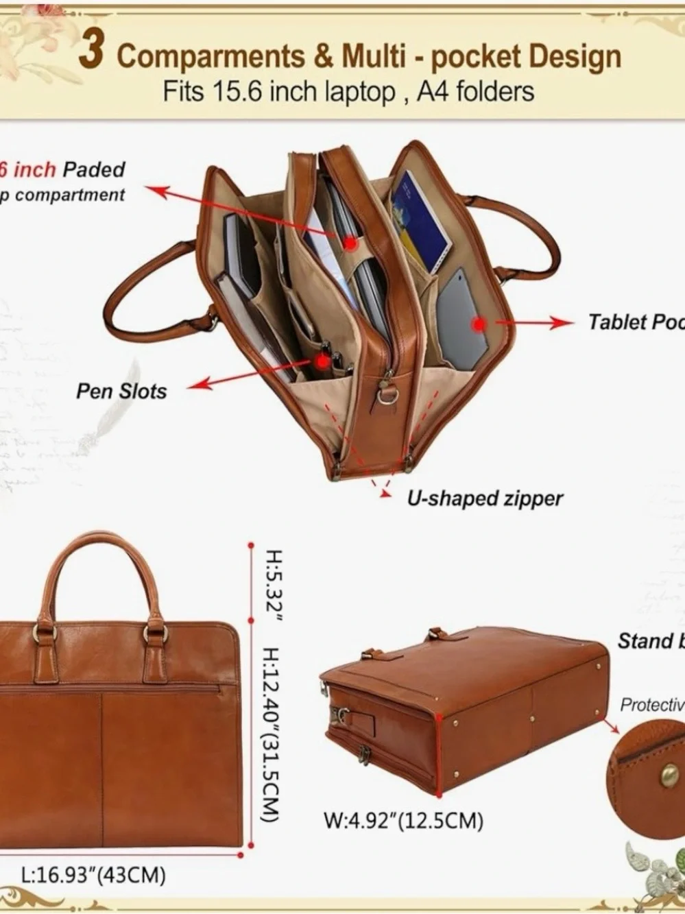 Banuce brown leather briefcase